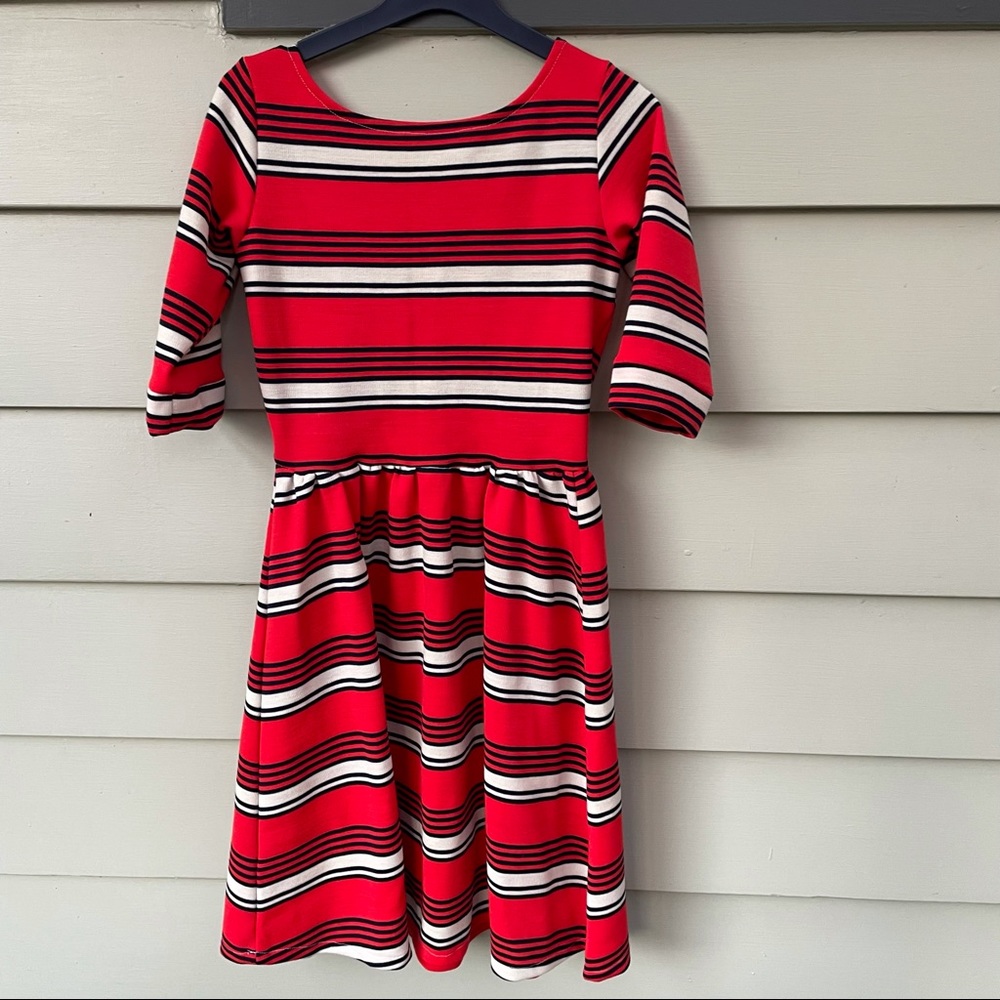 Vintage Handmade Striped Orange Dress Medium